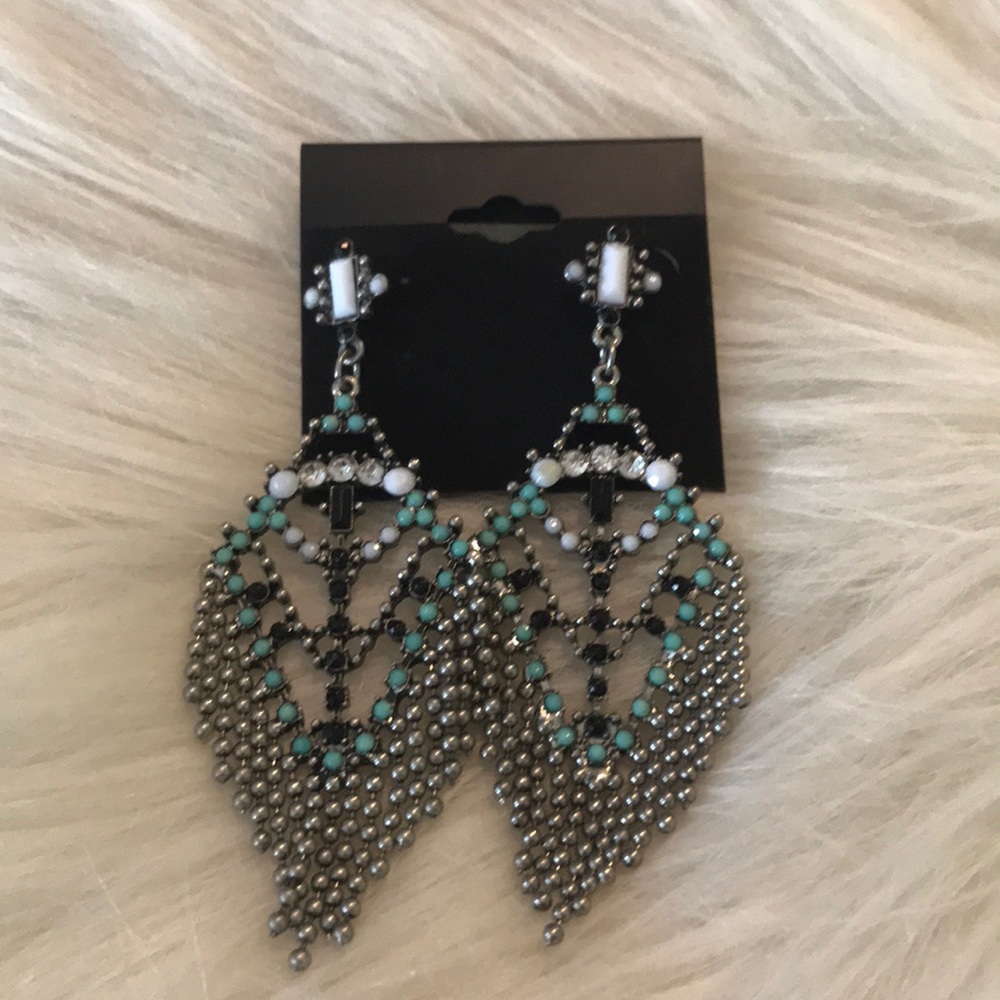 Festival Boho Coachella Turquoise Silver Earrings